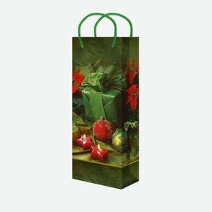 Пакет для бутылок подарочный новогодний в ассортименте, 12,3×36,2×7,8 см
