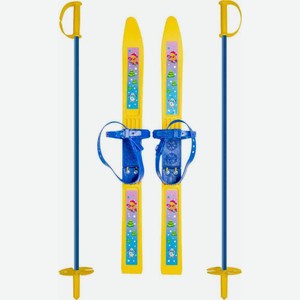 Лыжи детские Олимпик Олимпик-Спорт с палками 75 см Мишки цвет: жёлтый, 66 см