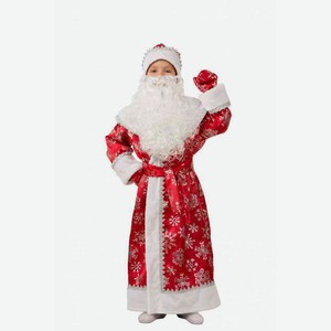 Костюм карнавальный детский Батик Дед Мороз цвет: красный/серебристые снежинки, 140-68 р-р