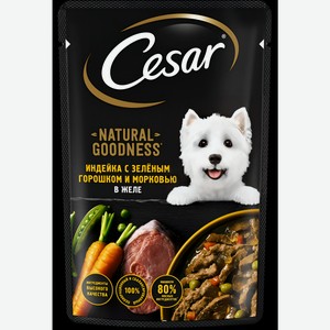 Корм для собак Cesar индейка-горох-морковь в желе, 80г Россия
