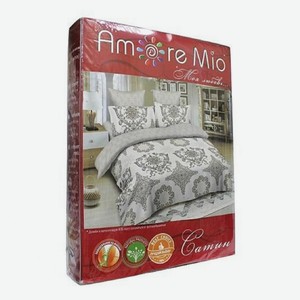 Комплект постельного белья Amore Mio двуспальный сатин 70 х 70 см серо-голубой