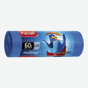 Мешки для мусора Paclan Multitop с завязками 60 л синие 20 шт