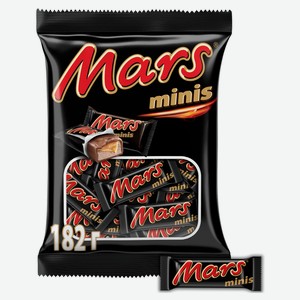 Батончик шоколадный Mars Minis с карамелью и нугой, 182 г