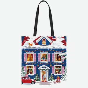 Сумка-шоппер Арт и Дизайн Зимний дом цвет: синий/белый, 35×42 см