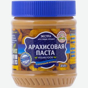 Арахисовая паста с кусочками арахиса Азбука продуктов Экстра, 340 г