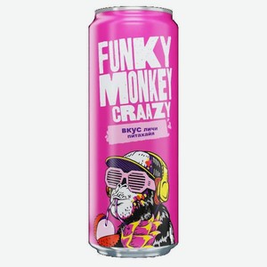 Газированный напиток Funky Monkey Craazy личи-питахайя 0,45 л, металлическая банка