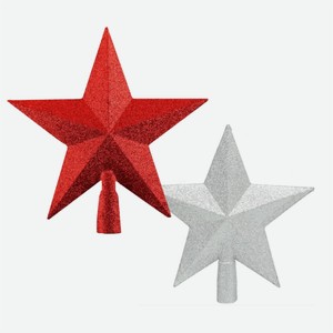 Верхушка для елки  Звезда  24см красная/серебряная, 1шт
