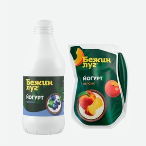 Йогурт питьевой БЕЖИН ЛУГ персик/клубника/черника 900гр