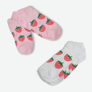 ILIKEGIFT Носки женские короткие  Strawberry Pink and White  2 пары