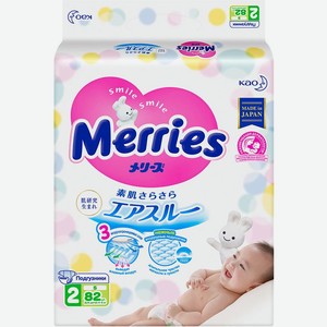 Подгузники для детей Merries размер S 4-8кг 82/88шт