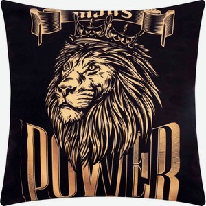 Чехол на подушку Этель Power велюр цвет: чёрный/тёмно-жёлтый, 40×40 см
