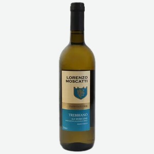Вино Lorenzo Moscatti Trebbiano IGT 11,5% белое сухое, 0,75л, Италия