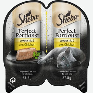  Корм для кошек Sheba Perfect Portion паштет с курицей, 2 шт по 37.5 г