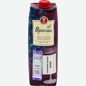 Вино VINO ZUPA Вранац красное сухое, 1л, Сербия, 1 L