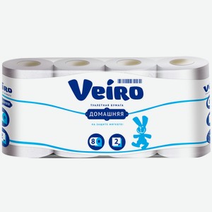 Туалетная бумага Veiro белая двухслойная, 8 шт