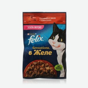 Влажный корм для кошек Felix Sensations   Говядина в желе с томатами   75г