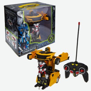 Игрушка электромеханическая робот-трансформер на радиоуправлении 1Toy Трансботы со световыми и звуковыми эффектами 20 см 1:18, желто-черная