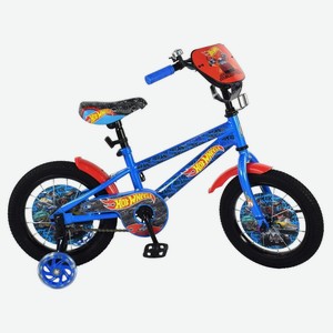 Велосипед двухколёсный Hot Wheels со страховочными колёсами, синий