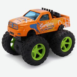 Машинка инерционная Funky Toys «Пикап» с зелеными колесами, оранжевая