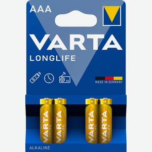 Батарейки Varta Longlife AAA LR03 щелочные, 4 шт.