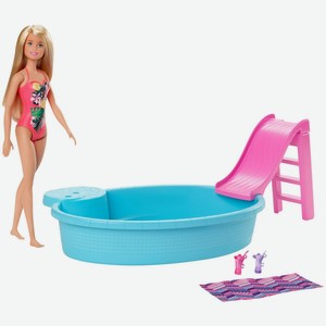 Игровой набор Barbie Doll Pool Барби и бассейн с горкой
