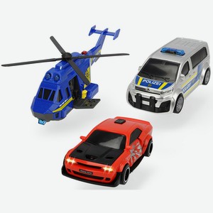 Игровой набор Dickie «Полицейская погоня. Вертолет и машинки Dodge и Citroеn» со светом и звуком