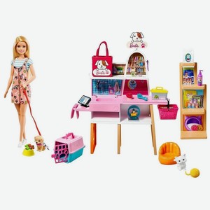 Кукла Barbie «Зоомагазин для животных» с питомцем и аксессуарами