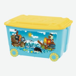 Ящик для игрушек Пластишка на колесах 50 л голубой