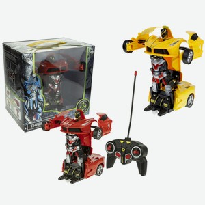 Игрушка электромеханическая робот-трансформер на радиоуправлении 1Toy Трансботы со световыми и звуковыми эффектами 20 см 1:18, желтый и красный в ассортименте