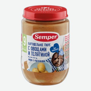 Пюре картофельное Semper со вкусом телятины с 9 месяцев, 190г Испания