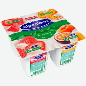 Продукт йогуртный Фруктовый Alpenland Клубника и персик-маракуйя, 0.3% 95 г