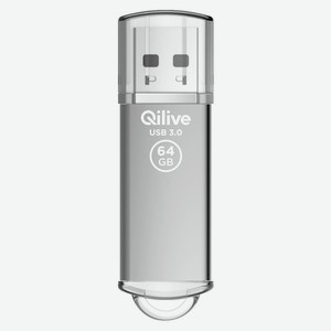 Флешка Qilive USB 3.2 gen 1, с колпачком алюминий серебро, 64GB