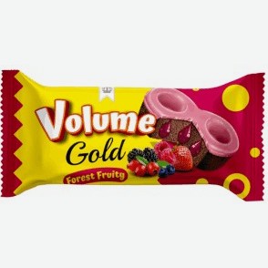 Кекс  Вольюм Голд  в какао глазури с соусом лесные ягоды 45г