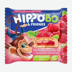 Пирожное Hippo Bo & friends бисквитное малиновой начинкой, 32 г