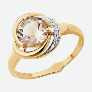 Кольцо SOKOLOV Diamonds из золота с бриллиантами и морганитом 6014091, размер 18.5