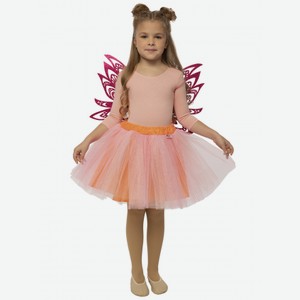 Карнавальный костюм для девочки Вестифика  Фея Винкс Блум  юбка и крылья, оранжевый (104-110)