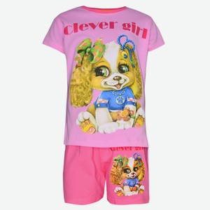Футболка и шорты для девочки Baby Style розовая/яр (104)