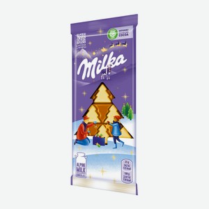 Шоколад молочный Milka с белым шоколадом в виде елочек, 100г