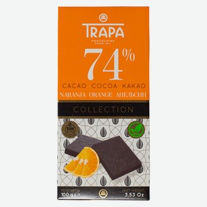Шоколад горький 74% с апельсином TRAPA, 100г