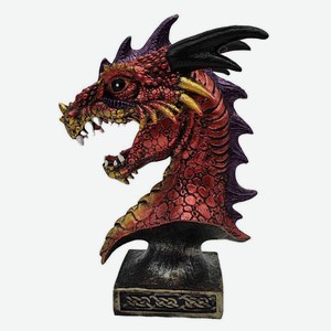 Фигурка декоративная 1001A Голова дракона цвет: красный, черный, сиреневый, 20,5 см