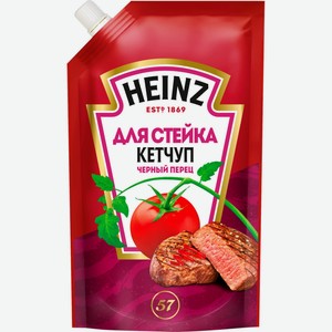 Кетчуп HEINZ д/стейка черный перец дой-пак, Россия, 320 г