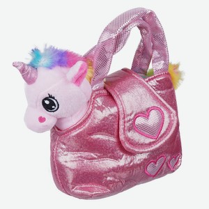 Мягкая игрушка Huggeland «Розовая сумочка с единорогом» 18 см