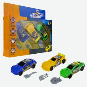 Игровой набор 1Toy «Трюк-трек» с 3 фрикционными машинками и 3 аксессуарами