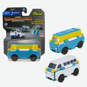 Игрушка транспортная 2 в 1 1Toy Транспорт наземный «Transcar Double. Автобус-Минивэн» без механизмов