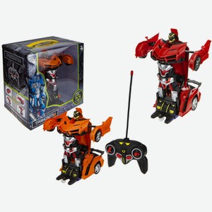 Игрушка электромеханическая робот-трансформер на радиоуправлении 1Toy Трансботы со световыми и звуковыми эффектами 20 см 1:18, оранжевый и красный в ассортименте