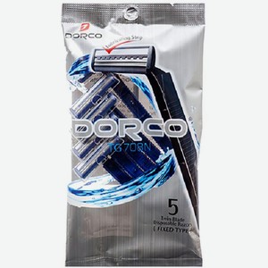 Одноразовый станок для бритья Dorco TD708 с фиксированной головкой 2 лезвия с увлажняющей полоской 5шт