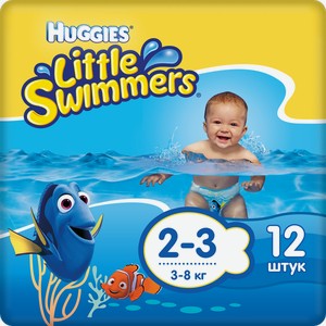 Подгузники для плавания Huggies «Little Swimmers» 2-3 (3-8 кг) 12 шт.