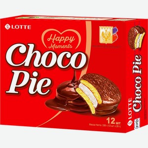 Печенье прослоенное глазированное LOTTE Choco Pie Чокопай 12шт, Россия, 336 г