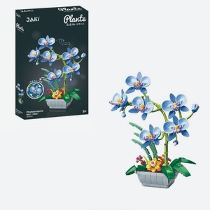 Конструктор пластиковый Jakid Орхидея голубая в горшке,581 деталь