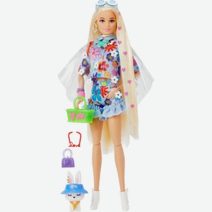 Кукла Barbie «Экстра» в одежде с цветочным принтом